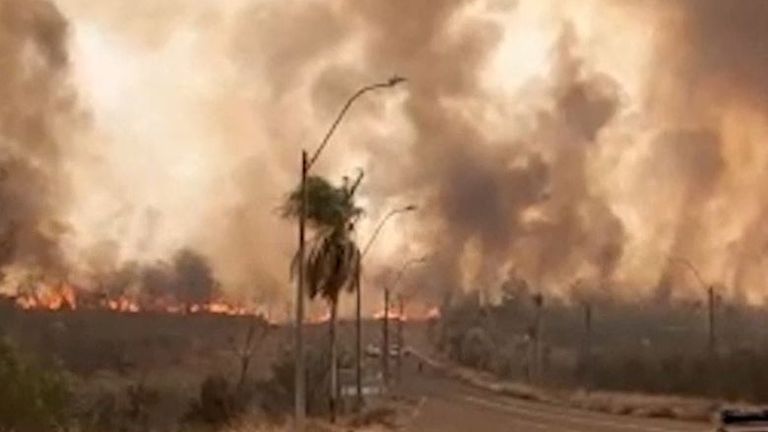 Wildfire burns at national park in Paraguay