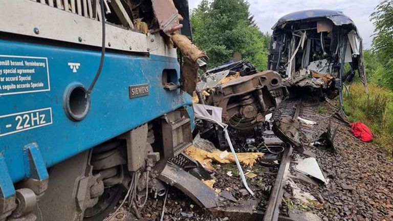 More than 40 people were injured in the crash near the western Czech town of Domazlice. Pic: Plzen Fire and Rescue