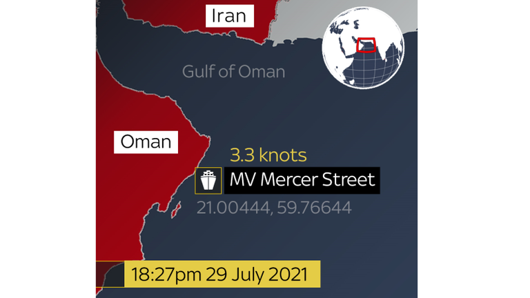 The ship&#39;s speed had dropped by 12 knots two hours later. The UKMTO reported an attack had occured at 6pm UTC.