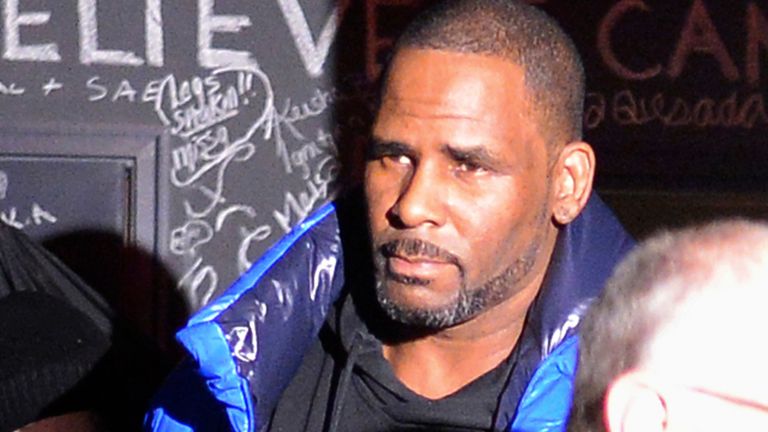 R. Kelly leaves his recording studio on his way to surrender to police in February 2019. Pic: Victor Hilitski/For the Chicago Sun-Times