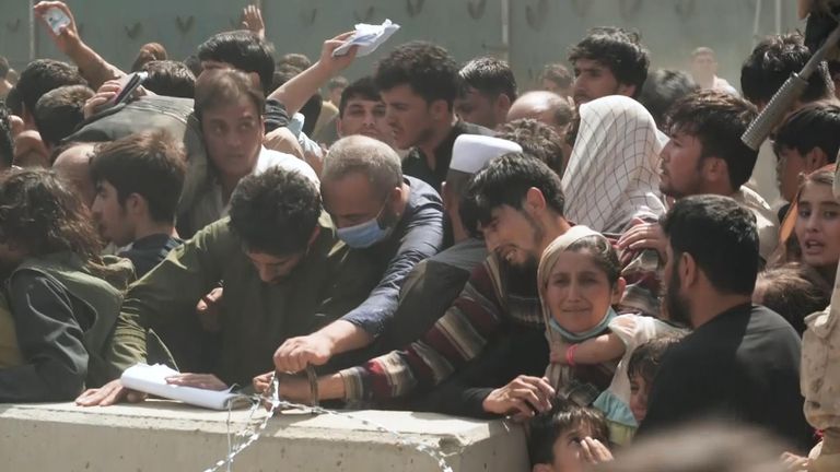 The scenes outside Kabul airport