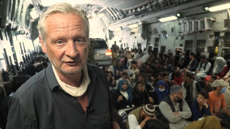 Sky's Stuart Ramsay in Kabul with people fleeing Afghanistan