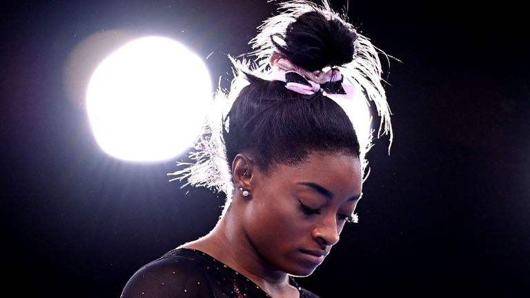 Simone Biles of the United States during training in Tokyo
