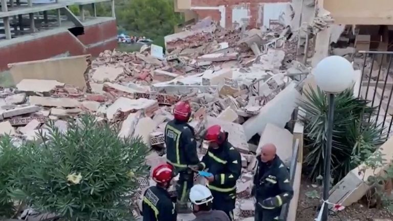 Search underway after apartment block collapses in Spain