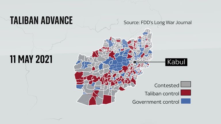 Une carte montre les gains des talibans en Afghanistan