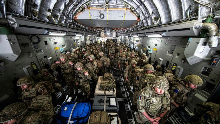 British troops were sent back to Afghanistan last week to assist in evacuating British nationals and entitled persons from Kabul. Pic AP