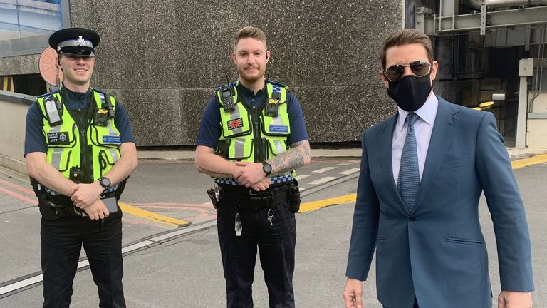 British Transport Police shared an image of two officers with the actor