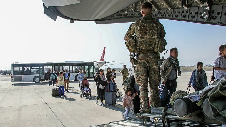 Must Credit MoD. ** Some blurring of faces has been applied to protect identities ** Image of British citizens and dual nationals residing in Afghanistan being relocated to the U.K. As part of Operation PITTING, the UK Armed Forces are enabling the relocation of personnel and others from Afghanistan. On Sunday 16th August the first flight of evacuated personnel arrived at RAF Brize Norton in the UK. The flight constituted of British Embassy staff and British Nationals. British forces from 16 Air
