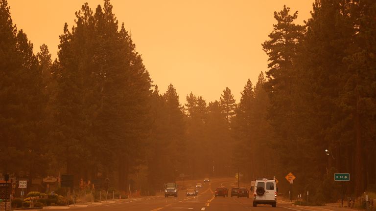The fire is moving towards Lake Tahoe, as people are told to leave
