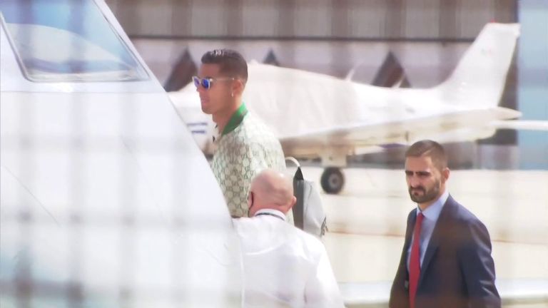 Where next? Ronaldo boards plane in Turin | Video | Watch TV Show | Sky ...