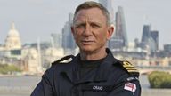Ministry of Defence handout image of actor Daniel Craig, best known for playing the role of James Bond in the long-running 007 film series, wearing the honorary Royal Navy rank of Commander he has received from the Head of the Royal Navy, First Sea Lord Admiral Sir Tony Radakin, at the Corinthia Hotel. Picture date: Wednesday September 22, 2021.  PIC:LPhot Lee Blease/PA
