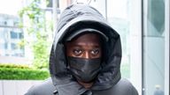 Manchester United defender Aaron Wan-Bissaka leaving Manchester Magistrates Court where he pleaded guilty to driving whilst disqualified, without a licence and without insurance. 
