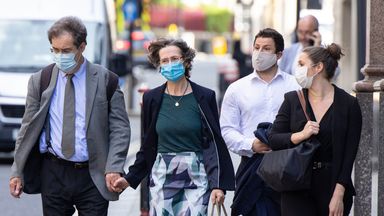 Jeremy Everard (left), the father of Sarah Everard, outside the Old Bailey, central London in June, with other family members 