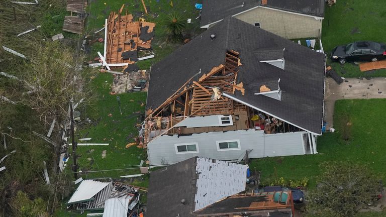 In the aftermath of Hurricane Ida shows damaged and destroys homes during an aerial tour Wednesday, Sept. 1, 2021, 