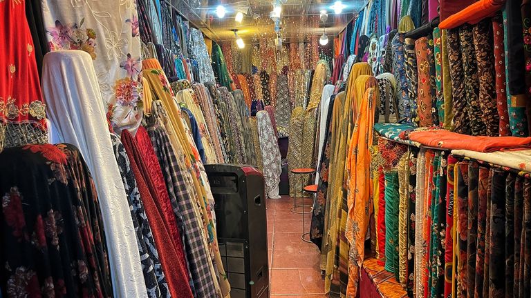 Colourful clothes are on sale at markets