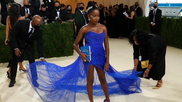 Metropolitan Museum of Art Costume Institute Gala - Met Gala - In America: A Lexicon of Fashion - Arrivals - New York City, U.S. - September 13, 2021. Amanda Gorman. REUTERS/Mario Anzuoni