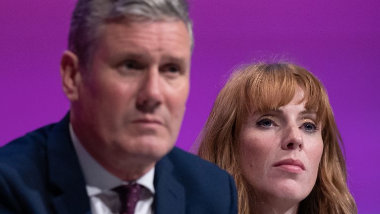 Labour leader Sir Keir Starmer pictured with his deputy Angela Rayner at the Labour conference on Sunday