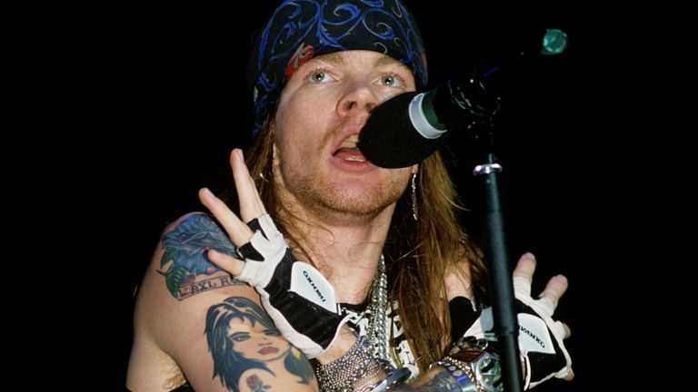 Axl Rose of Guns &#39;N&#39; Roses performing in Chicago, Illinois, in June 1988. Pic: Gene Ambo/MediaPunch/IPX/AP