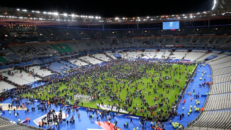 The first devices were detonated outside the Stade de France - with spectators moving into the field