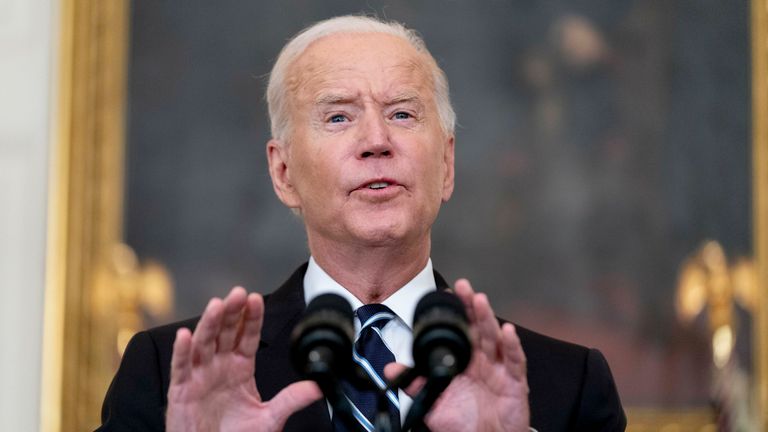 President Joe Biden speaks about his plan to stop the spread of the Delta variant and boost COVID-19 vaccinations Pic: AP