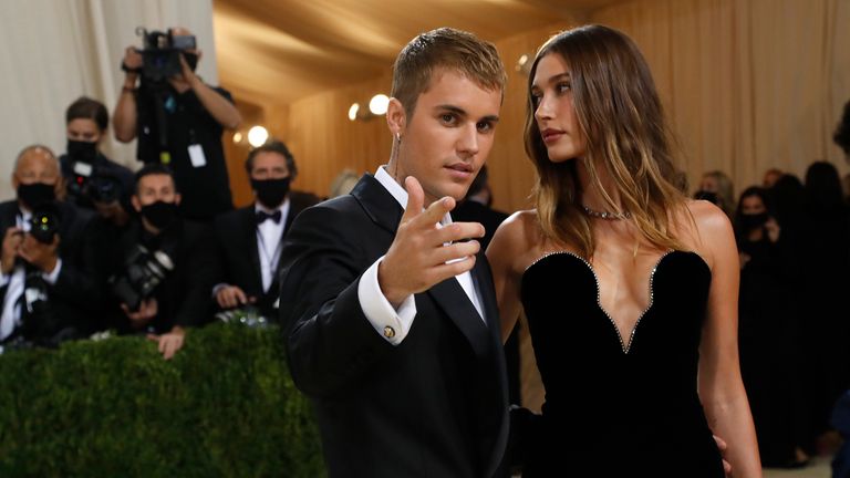 Metropolitan Museum of Art Costume Institute Gala - Met Gala - In America: A Lexicon of Fashion - Arrivals - New York City, U.S. - September 13, 2021. Justin Bieber and Hailey Bieber. REUTERS/Mario Anzuoni