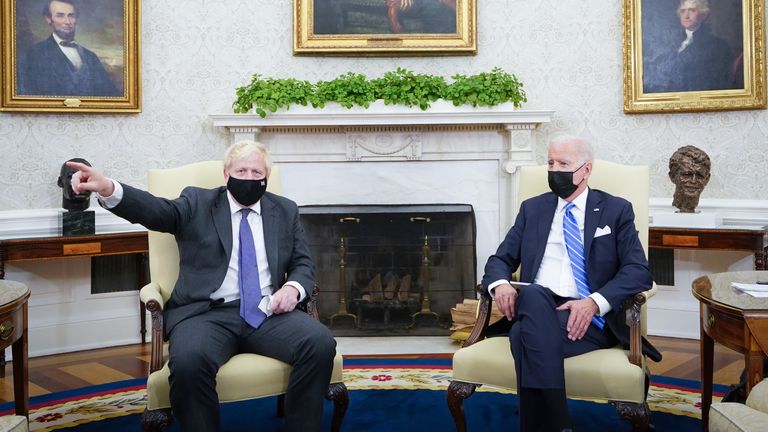 Prime Minister Boris Johnson meets US President Joe Biden in the Oval Office of the White House