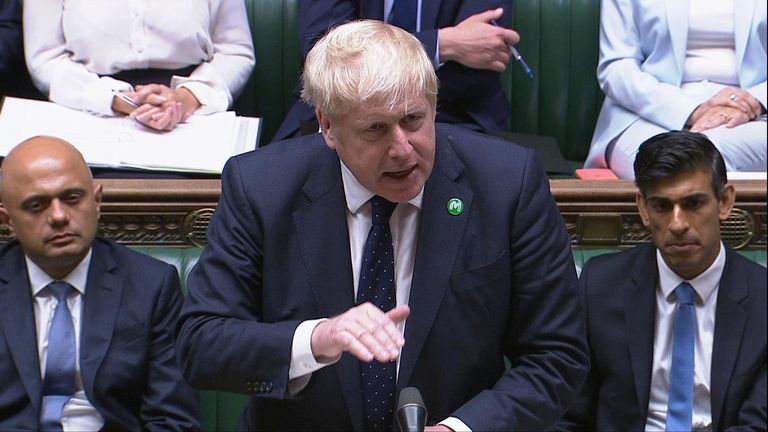 Prime Minister Boris Johnson in the House of Commons