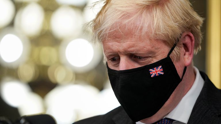 Britain's Prime Minister Boris Johnson meets with U.S. Vice President Kamala Harris in the Eisenhower Executive Office Building in Washington, U.S., September 21, 2021. REUTERS/Joshua Roberts
