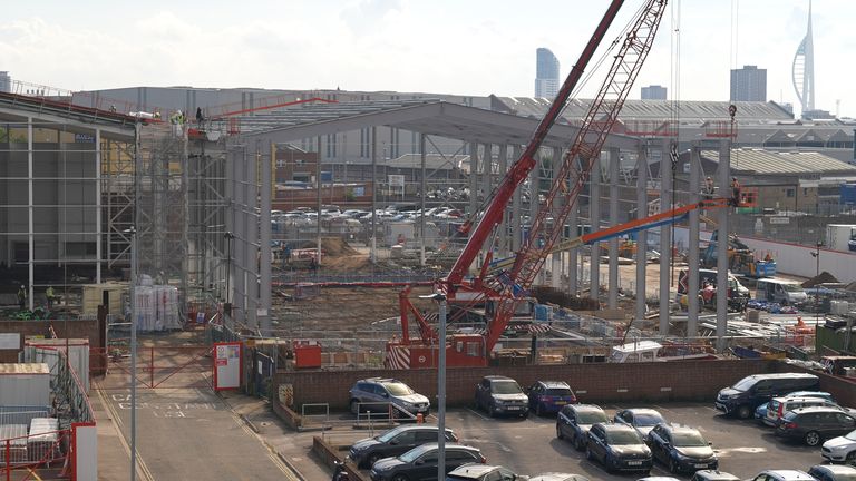 The border control point building at Portsmouth remains under construction