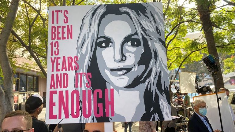 Supporters of Britney Spears outside the courthouse in Los Angeles 