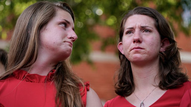 The daughters of Wendi Winters, who died in the attack, following the verdict in June. Pic: AP