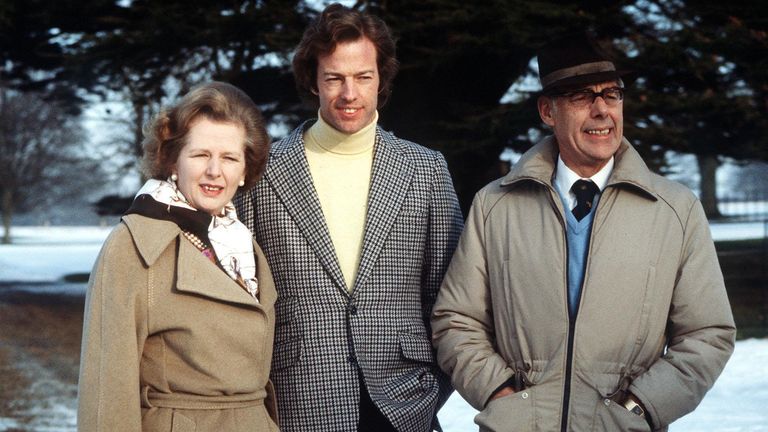 1982:
PA NEWS PHOTO JANUARY 1982  MARK THATCHER REUNITED WITH HIS PARENTS AT CHEQUERS, THE PRIME MINISTER&#39;S COUNTRY RESIDENCE IN BUCKINGHAMSHIRE. HE HAD BEEN MISSING FOR SIX DAYS IN THE SAHARA DURING THE PARIS, DAKAR RALLY. 25/08/04: Mark Thatcher - who, according to media reports in South Africa, has been arrested by South African police over allegations he was involved in a planned coup in Equatorial Guinea.