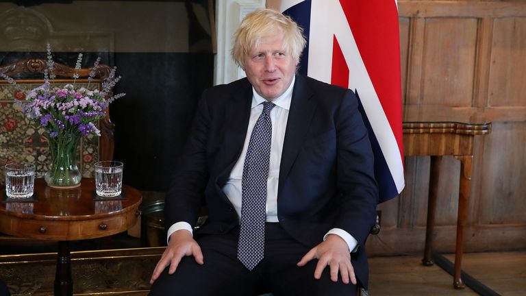 2021:
Prime Minister Boris Johnson during a meeting with Kenyan president Uhuru Kenyatta at Chequers, the country house of the serving Prime Minister of the United Kingdom, in Buckinghamshire. Picture date: Wednesday July 28, 2021.