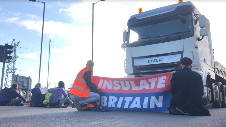 Demonstrators sat in the middle of the motorway