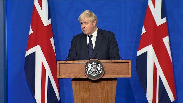 Boris Johnson during the Press conference