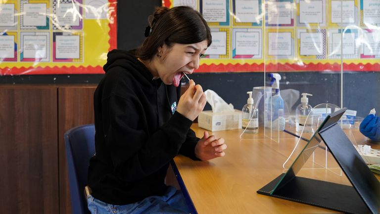 Pupils at Copthall School, In Mill Hill, Barnet, are tested for Covid-19 ahead of their return to school. Picture date: Thursday September 2, 2021
