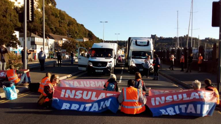 INSULATE BRITAIN BLOCKS THE PORT OF DOVER Images from Press release sent by INSULATE BRITAIN 