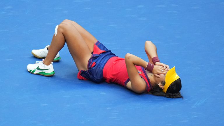 Raducanu was overcome with emotion after realising she was a tennis champion