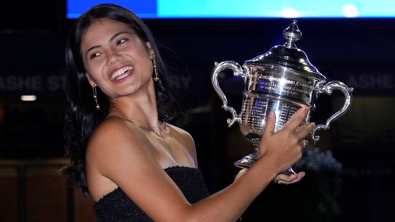 Raducanu has picked up £1.8m in prize money after winning the tournament. Pic: AP