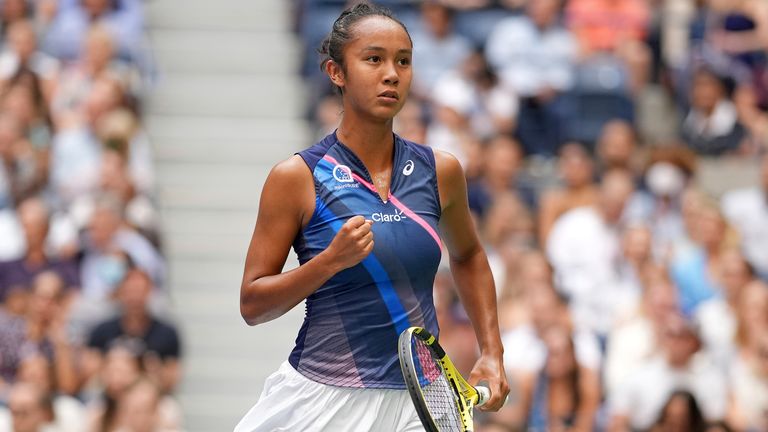 Leylah Fernandez reacts during a Women&#39;s Singles championship match at the 2021 US Open, Saturday, Sep. 11, 2021 in Flushing, NY. Pic: AP