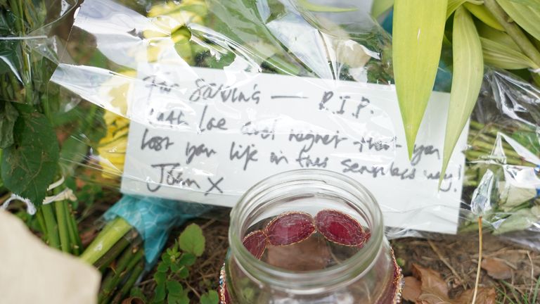 Floral tributes at Cator Park in Kidbrooke, south London, near to the scene where the body of Sabina Nessa was found.