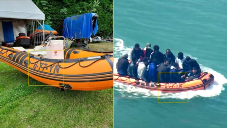 Enregistrements correspondants d'un bateau annoncé à gauche et d'un bateau transportant des migrants à droite
