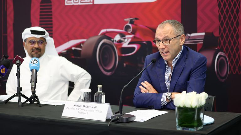 Formula One F1 - Formula One Press Conference - Losail International Circuit, Doha, Qatar - September 30, 2021 President of Qatar Motor and Motorcycle Federation, Abdulrahman Al Mannai and CEO of the Formula One Group, Stefano Domenicali during a press conference to announce that Qatar will host a Formula One Grand Prix for the first time on November 21 REUTERS/Ibraheem Al Omari