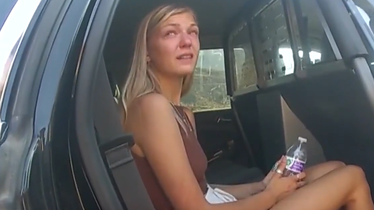 Police bodycam footage showed Gabrielle 'Gabby' Petito getting quite emotional while speaking to officers.