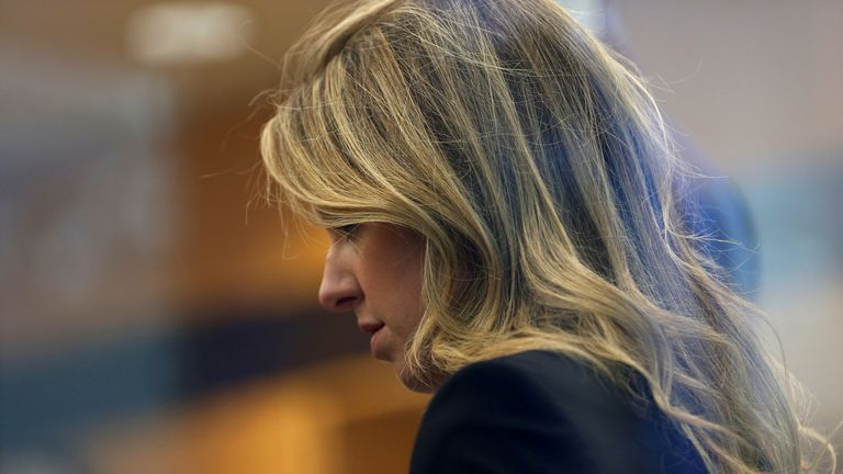 Former Theranos CEO Elizabeth Holmes arrives for a hearing at a federal court in San Jose. Pic: Reuters
