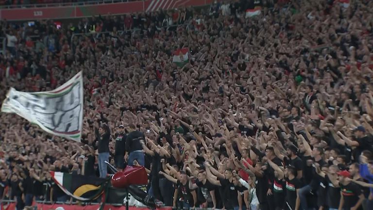 Hungary fans at the Puskas Arena in Budapest