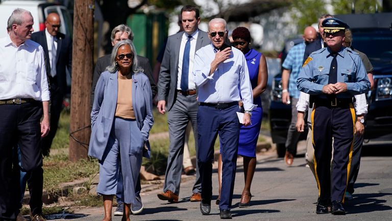 Joe Biden in New Jersey. Pic: AP