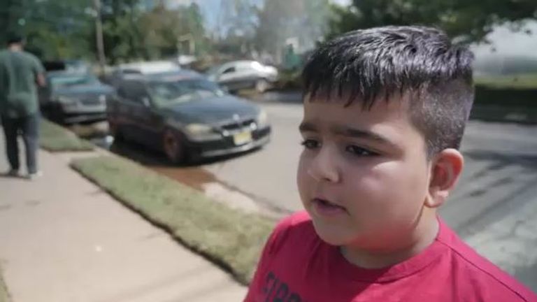 Moweed Shah shows Sky News around his house in Manville, New Jersey. It was damaged in Storm Ida