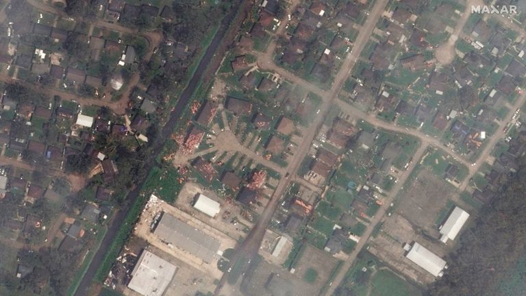 AFTER PICture
This combination of satellite images provided by Maxar Technologies shows buildings and homes in LaPlace, La., on Dec. 9, 2020, top, before they were damaged by Hurricane Ida and on Tuesday, Aug. 31, 2021, bottom, following the storm.  
PIC:MAXAR/AP