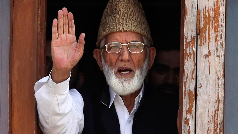 Syed Ali Geelani was the figurehead of Kashmir&#39;s movement for the right to self-determination and argued for the merger of Kashmir with Pakistan. Pic: AP